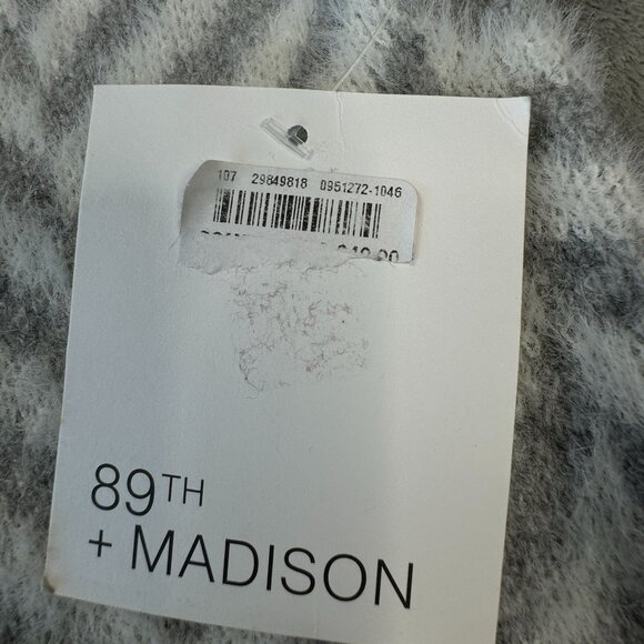 89th. & Madison NWT Women's Open Cardigan Hoodie Size Medium Grey and white - Picture 7 of 9